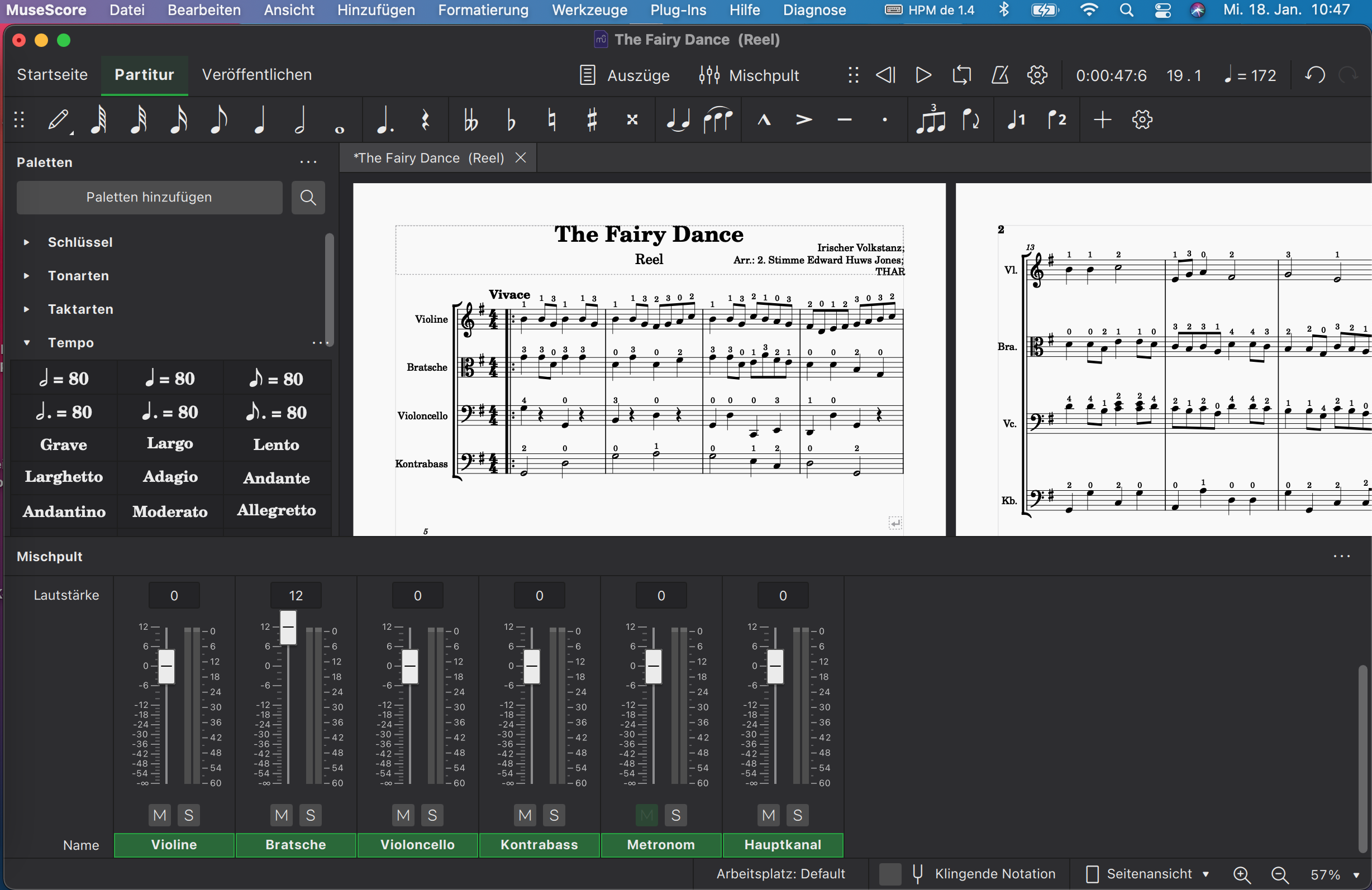 How to change tempo temporarily??MuseScor 4 , Play panel (German